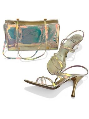 Stuart Whitman Stunning
Pearlescent Jelly Straps Cocktail High Heels 7M & Bag